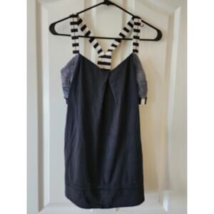 Lululemon Rest Less Tank Size 8 Black White Seamless Cinchable 2-in-1 No Inserts